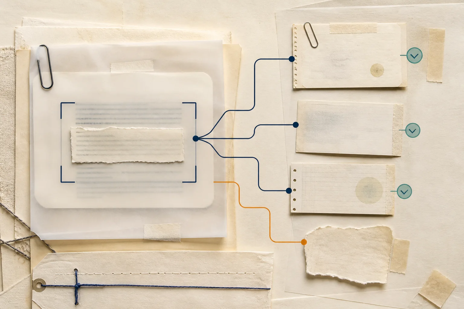 A source trail linking claim fragments to citations and evidence receipts